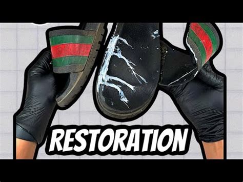 broken gucci slides|HOW TO RESTORE GUCCI SLIDES ‼️ .